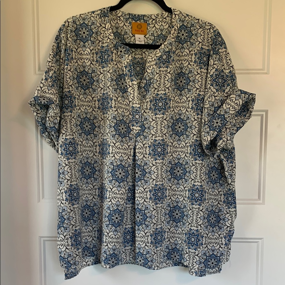 Ruby Rd Blue and White Casual pullover Shirt Size XL